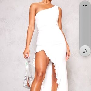 PrettyLittleThing White One-Shoulder Dress